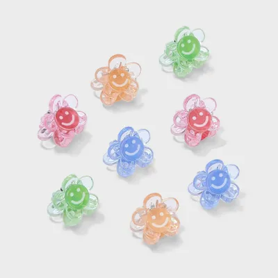 Girls 8pk Mini Claw Clips Smiley Flowers - Cat & Jack