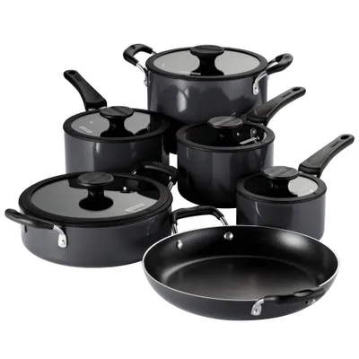 Tramontina 11pc Aluminum Non-Stick Nesting Cookware Set Gray: Stackable, Non-Toxic, Dishwasher & Oven Safe, Gas & Electric Compatible