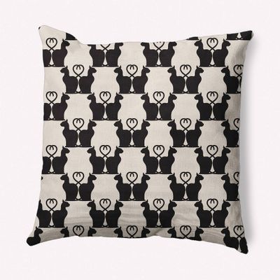 16x16 Cat Clowder Print Square Throw Pillow Cream - e by design: Indoor Polyester, Halloween Theme