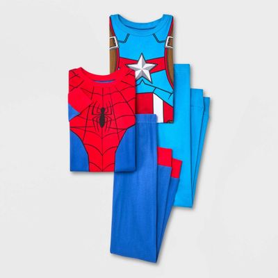 Boys Marvel 4pc Pajama Set - Blue 10