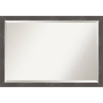 39 x 27 Beveled Woodridge Rustic Gray Wood Wall Mirror - Amanti Art