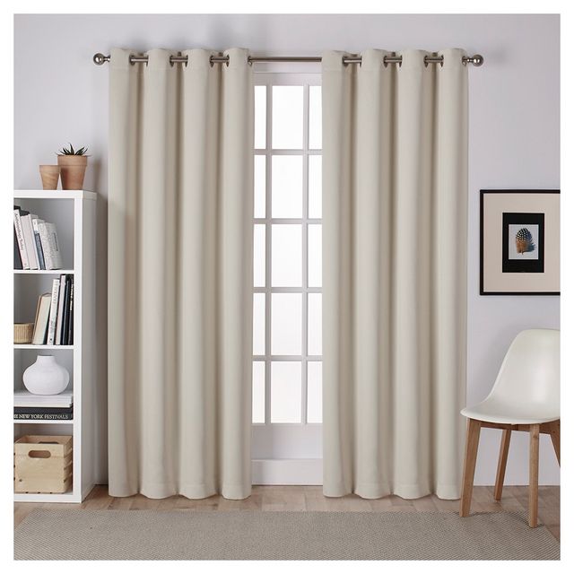 Set of 2 (96x52) Sateen Twill Weave Insulated Blackout Grommet Top Window Curtain Panels Linen - Exclusive Home: Energy Efficient, UV Protection