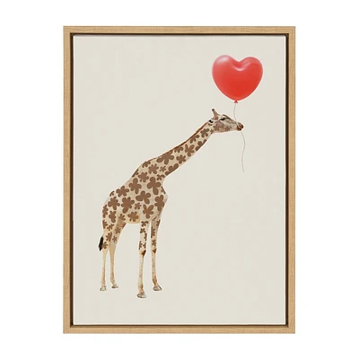 Kate & Laurel All Things Decor 18x24 Sylvie Giraffe in Love Framed Canvas Wall Art by July Art Prints  Zoo Animal : Modern Style