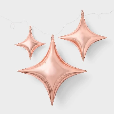 3ct Rose Gold Quadrangle Star Shaped Foil Balloons - Spritz