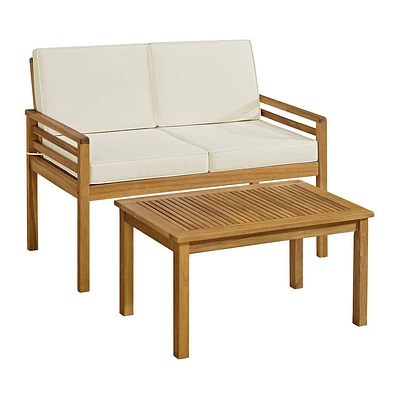 Alaterre Furniture 2pc Okemo Outdoor Patio Weather-Resistant Couch with Cushions & Coffee Table