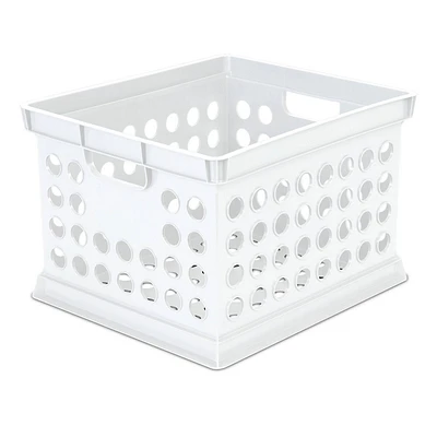 Storage Crate White - Room Essentials: Portable Stackable Plastic Milk Crate with Built-In Handles, 30.6L Capacity