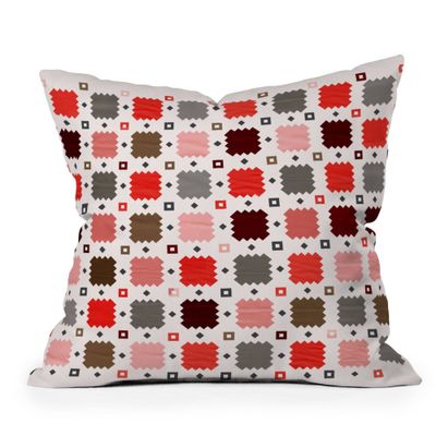 18x18 Showmemars Christmas Quilt Pattern Square Throw Pillow Red/Pink - Deny Designs