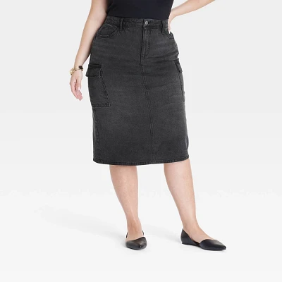 Womens Midi Denim Skirt