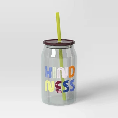 17oz Glass Kindness Straw Tumbler Iridescent - Room Essentials