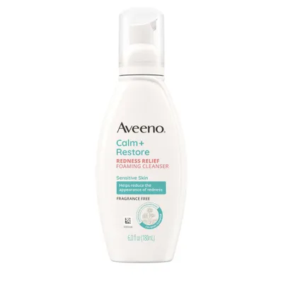 Aveeno Calm + Restore Redness Relief Foaming Cleanser with Fewerfew - Fragrance Free - 6 fl oz