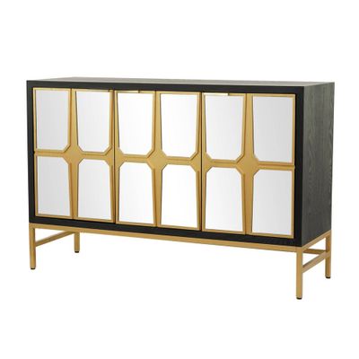 Glam Mirrored Wood Cabinet