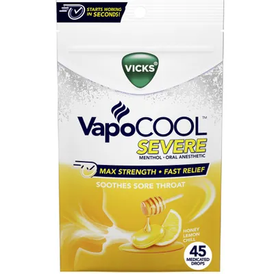 Vicks VapoCOOL Severe Cough Drops - Honey Lemon Chill - 45ct