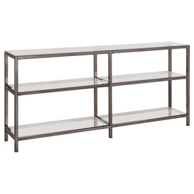 26.75 Contemporary 3 Shelf Console Bookcase with Glass Shelves Black Nickel - Coaster