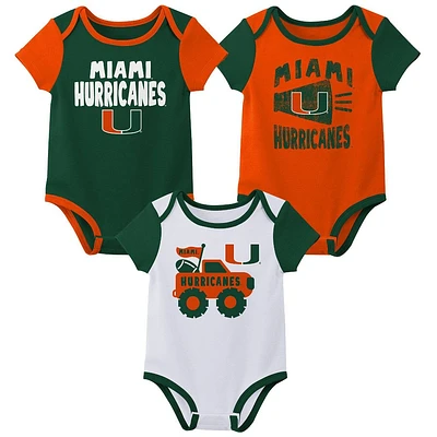 NCAA Miami Hurricanes Infant Boys 3pk Bodysuit