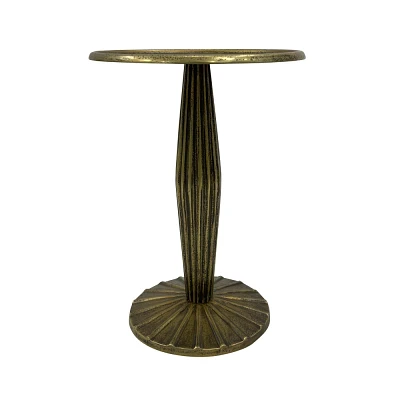 The Urban Port 12 Side End Drink Table Fancy Fluted Base Round Top Antique Brass