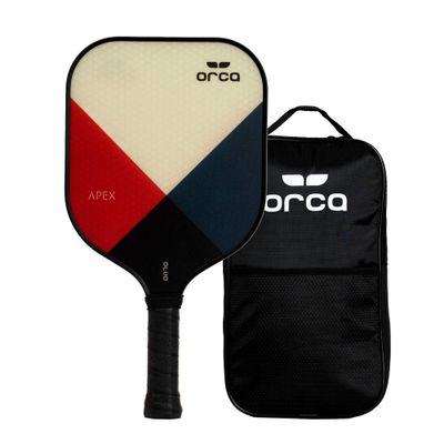 Orca Apex Polymer Honeycomb Pickleball Paddle with Carry Bag - White/Blue/Red