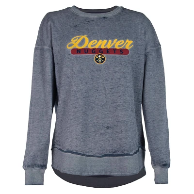 NBA Denver Nuggets Womens Burnout Crew Neck Fleece Sweatshirt