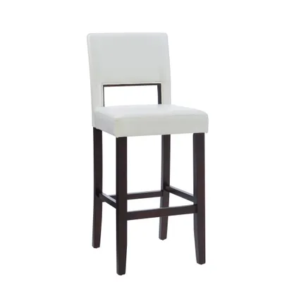 30 Vega Padded Back and Seat Faux Leather Barstool Hardwood/White - Linon