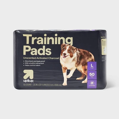 Puppy and Adult Dog Unscented Activated Charcoal Training Pads - L - 50ct - up&up