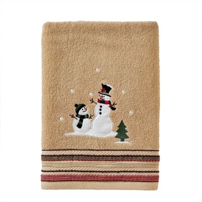 SKL Home Rustic Plaid Snowman Bath Towel Wheat : Microfiber, Machine Washable, Non-Slip Backing