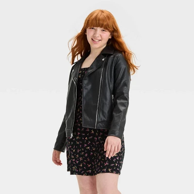 Girls Solid Moto Jacket