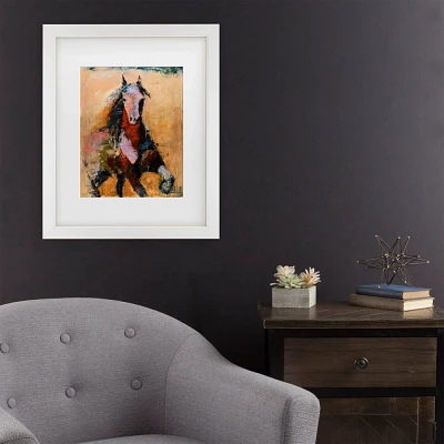 Trademark Fine Art 11x14 Joarez Golden Horse Matted Framed Art White