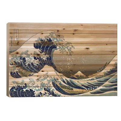 18x26 The Great Wave at Kanagawa 1829 Wood Print by Katsushika Hokusai - iCanvas: UV-Cured, Durable Art