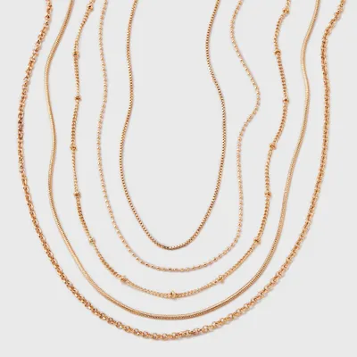 Dainty Multi-Strand 5 Row Necklace - Universal Thread Gold