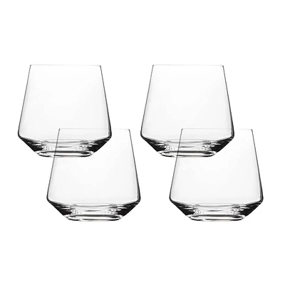 over&back Set of 4 17oz Modern Contemporary Stemless Mouth-Blown Glasses Clear