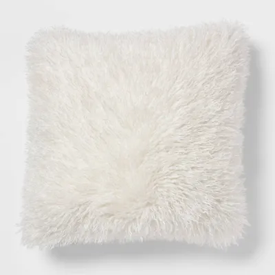 Euro Faux Mongolian Fur Decorative Throw Pillow  - Threshold