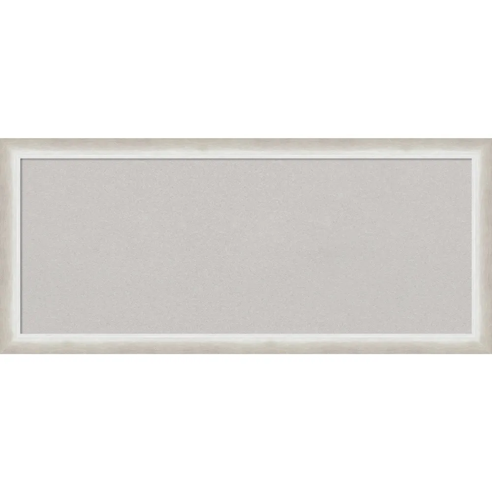 32x14 Two Tone Wood Frame Gray Cork Board Silver - Amanti Art