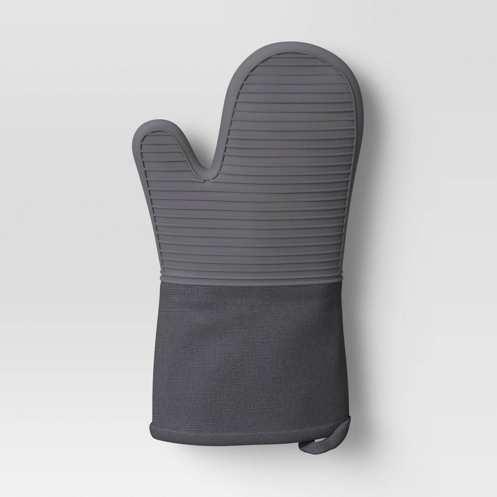 KitchenAid 2pk Cotton Asteroid Oven Mitts Dark Gray