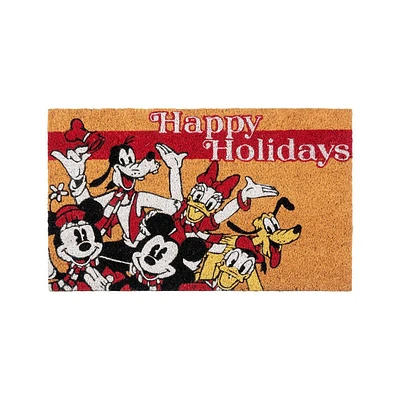 Disney 15x25 Mickey and Friends Happy Holidays Coir Doormat Natural