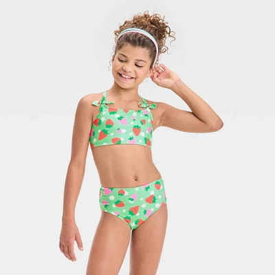 Girls Strawberries Printed Bikini Set