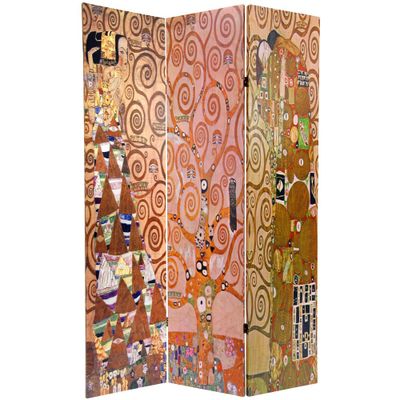 6 Tall Double Sided Works Of Klimt Room Divider  - Oriental Furniture: Gustav Art Privacy Screen