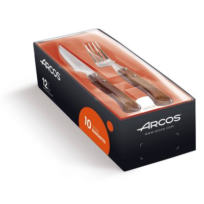 Arcos Forest 6pc Steak Set Brown: Stainless Steel Steak Knives, Wood Handle, Cutlery Set, Hand Wash, 10-Year Warranty