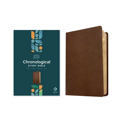 NLT One Year Chronological Study Bible (Leatherlike, Rustic Brown) - (Leather Bound)