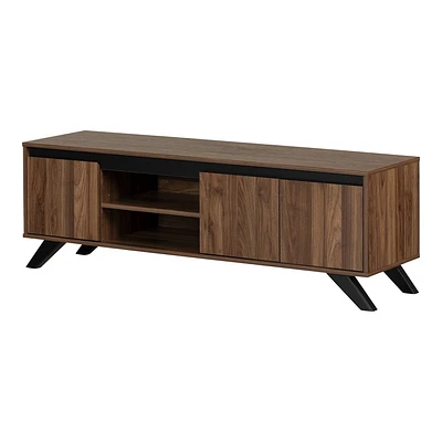 South Shore Flam TV Stand for TVs up to 60 Natural Walnut: Laminated Particle Board Media Console