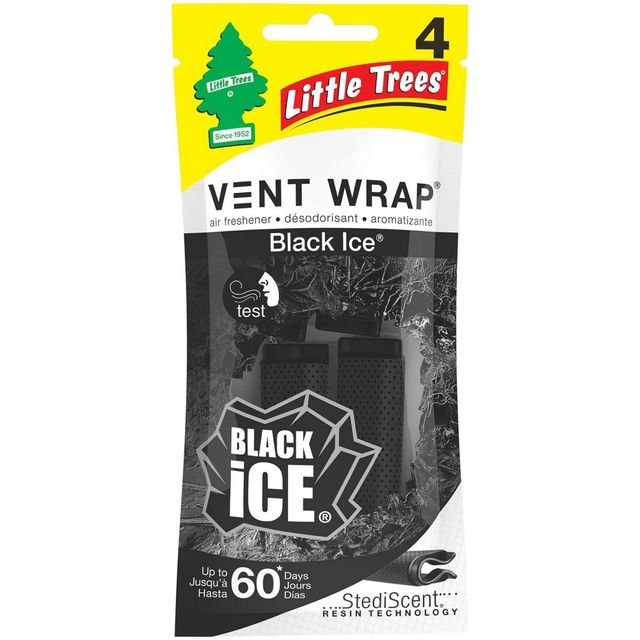 Little Trees 4pk Vent Wrap Black Ice Air Fresheners: Car Freshener Vent Clips, Disposable, Scented, Non-Powered