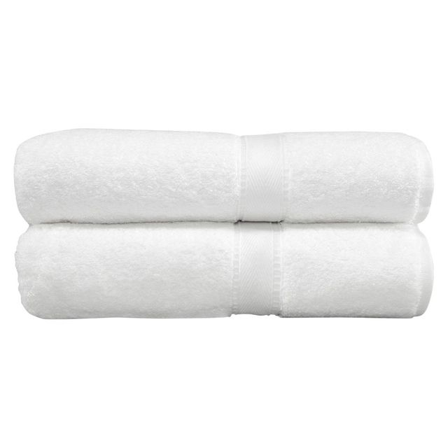 Terry Bath 2pc Towels White - Linum Home Textiles: Midweight Cotton, Machine Washable, Plain Weave Bath Towel Set