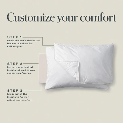Standard/Queen Medium Machine Washable Customizable Feather and Down Bed Pillow Insert White - Casaluna