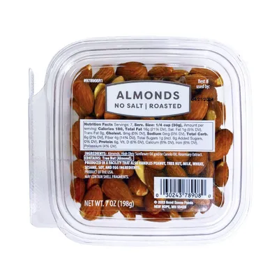 Roasted No Salt Almonds - 7oz