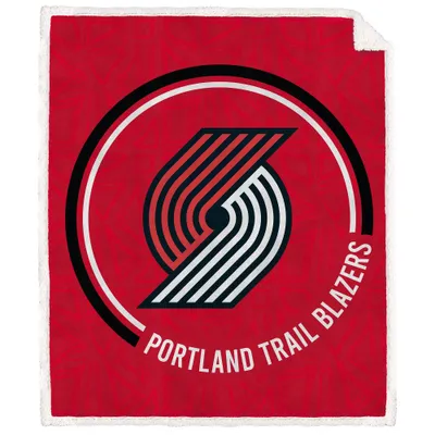 NBA Portland Trail Blazers Doodle Circle Flannel Fleece Faux Shearling Blanket