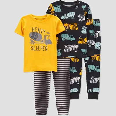 Carter Jut One You Toddler Boy 4pc Cotton Contruction Heavy Sleeper Pajama Set