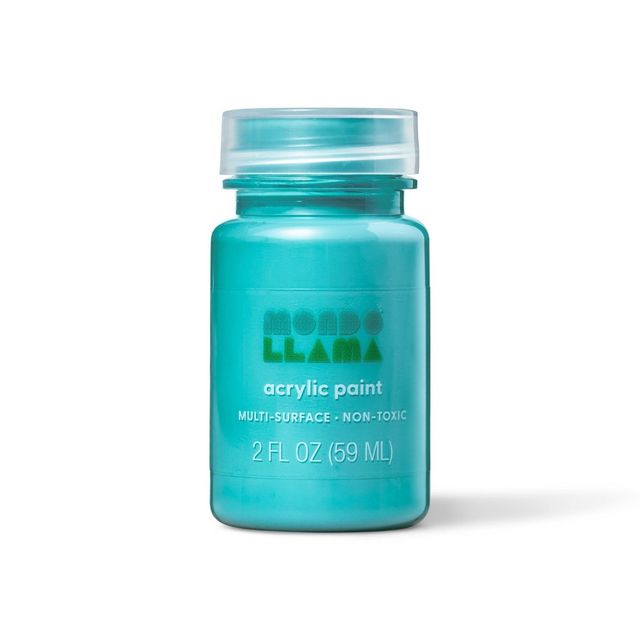 2 fl oz Satin Acrylic Paint Teal - Mondo Llama: Multi-Surface, Non-Toxic, Water-Based Craft Paint