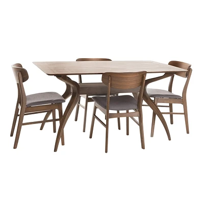 5pc 60 Lucious Curved Leg Dining Set Dark Gray - Christopher Knight Home: Mid-Century, 4 Chairs, MDF