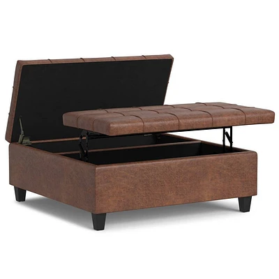 WyndenHall Elliot Large Square Coffee Table Storage Ottoman : Upholstered, Lift-Top, Foam Filled