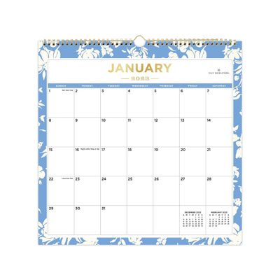 2023 Wall Calendar 12x12 Fleurette Periwinkle - Day Designer