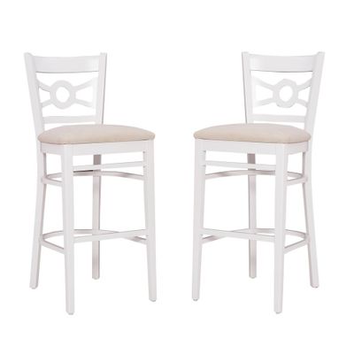 Set of 2 Teresa Ultra Suede Padded Seat Barstools White/Gray - Linon