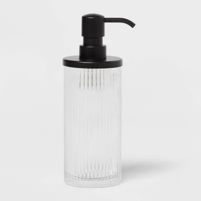 Ribbed Glass Soap Pump Black - Threshold